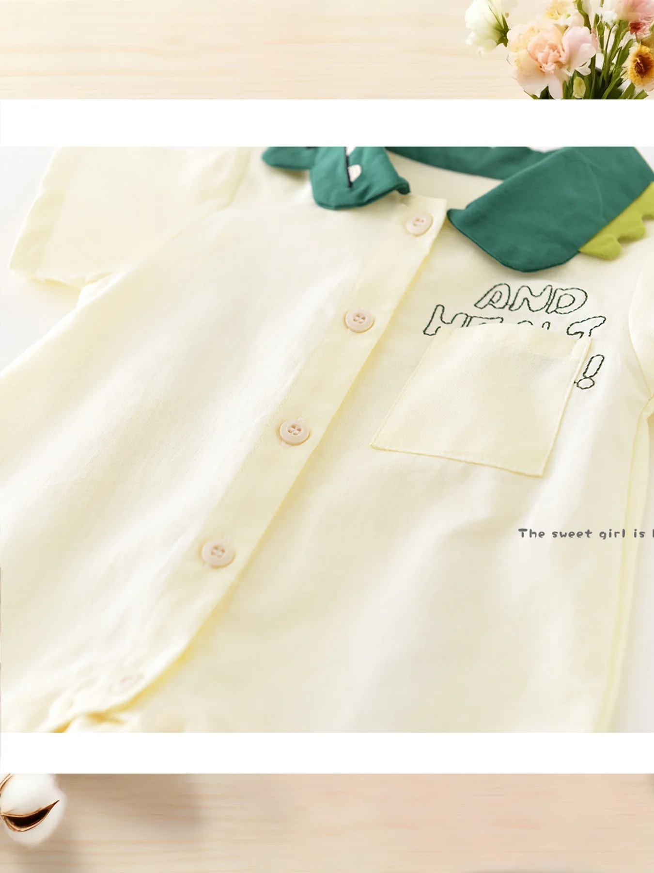 Baby-Mädchen-Strampler mit Dinosaurier-Print – Frühlings-/Sommerkleidung für Baby-Mädchen, 0–12 Monate, niedliche Freizeitkleidung für Ausflüge – Detail 3