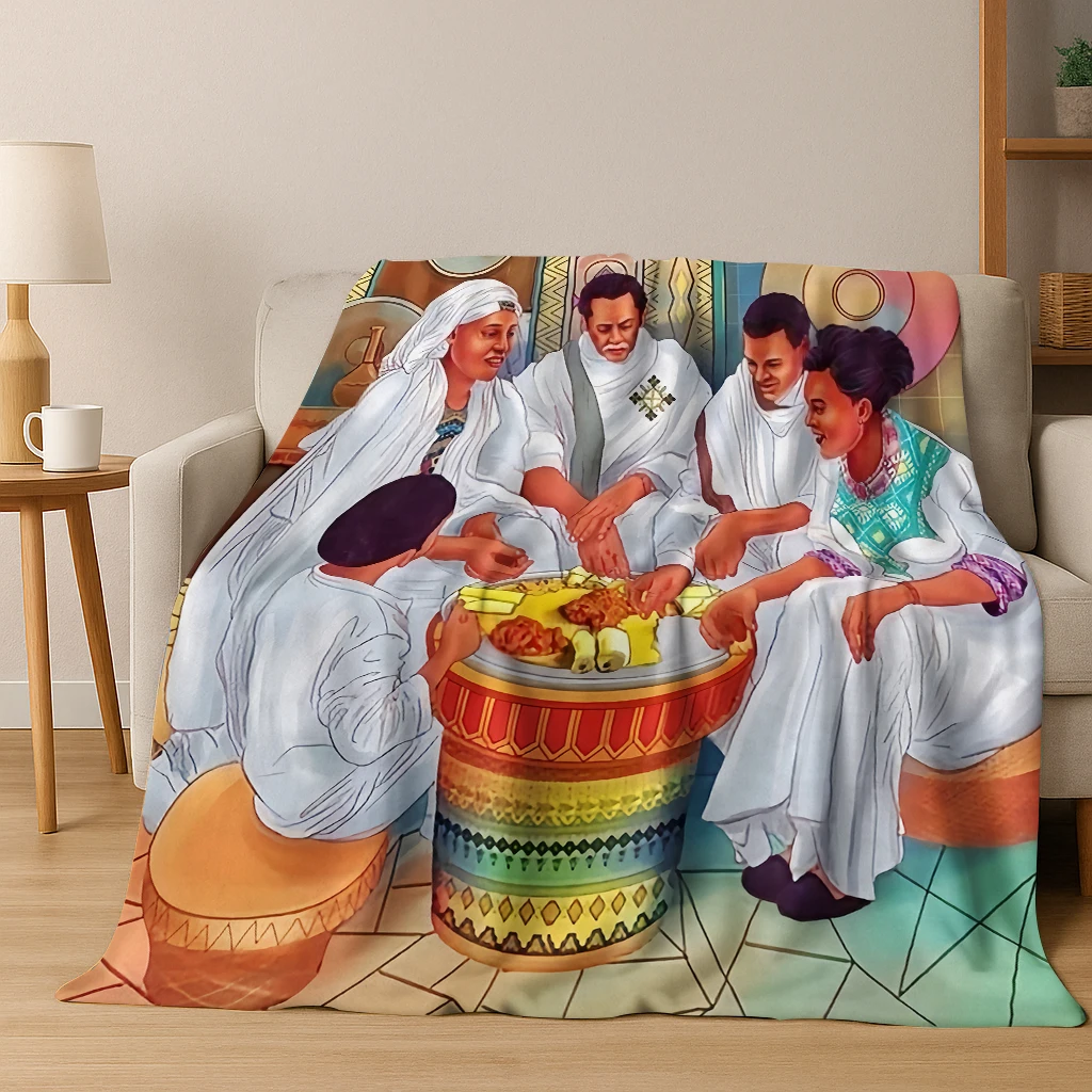 الجنسية الإثيوبية الأفريقية الفانيلا بطانية لينة بطانية دافئة للمنزل غرفة نوم مكتب السفر التخييم نزهة هدية لصديق