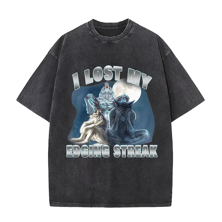You Call It Autism I Call It Having That Dawg in Me Wolf Vintage Washed T Shirts Unisex Fashion Short Sleeve T-Shirt Streetwear