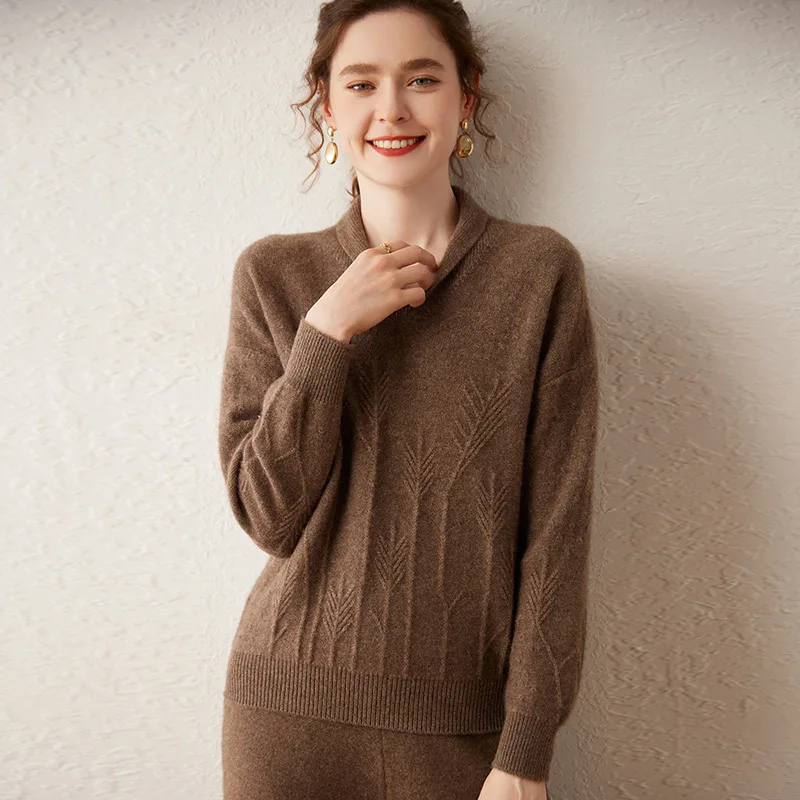 High Quality French Style Handmade Hook Flower Mountain Sweater Knitted Bottoming Shirt  Thickening Loose Solid Color Women