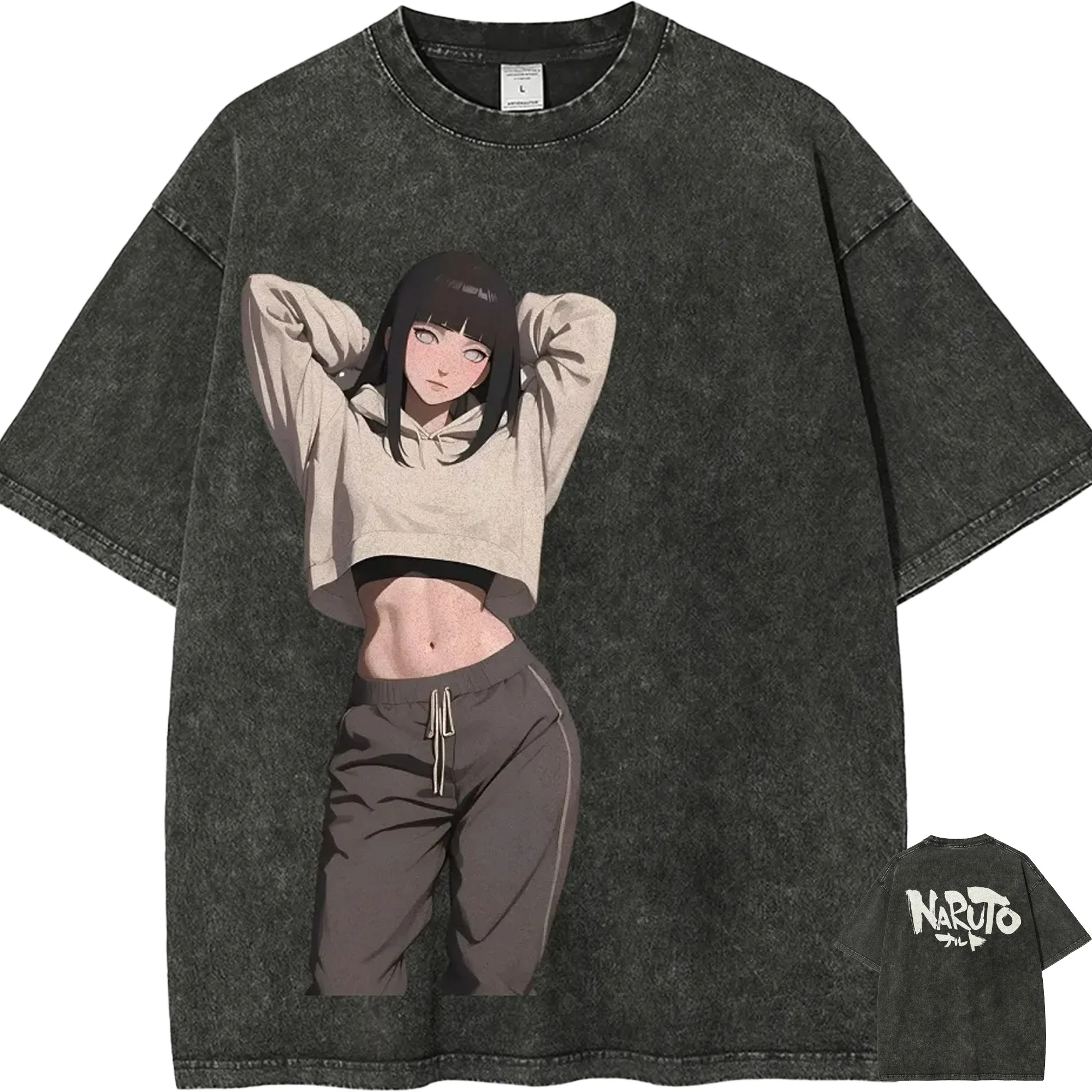 

Футболка Hinata Hyuga (Наруто) мужская, с эффектом кислотной стирки, с аниме-графикой, хлопковая, уличная одежда, принцесса Бакуган, манга, вайфу, винтажная футболка