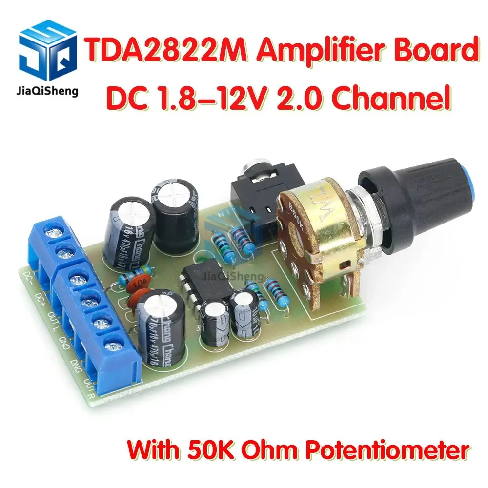 TDA2822 TDA2822M Amplifier Board DC 1.8-12V 2.0 Channel Stereo Mini AUX Audio Amplifier Module AMP with 50K Ohm Potentiometer