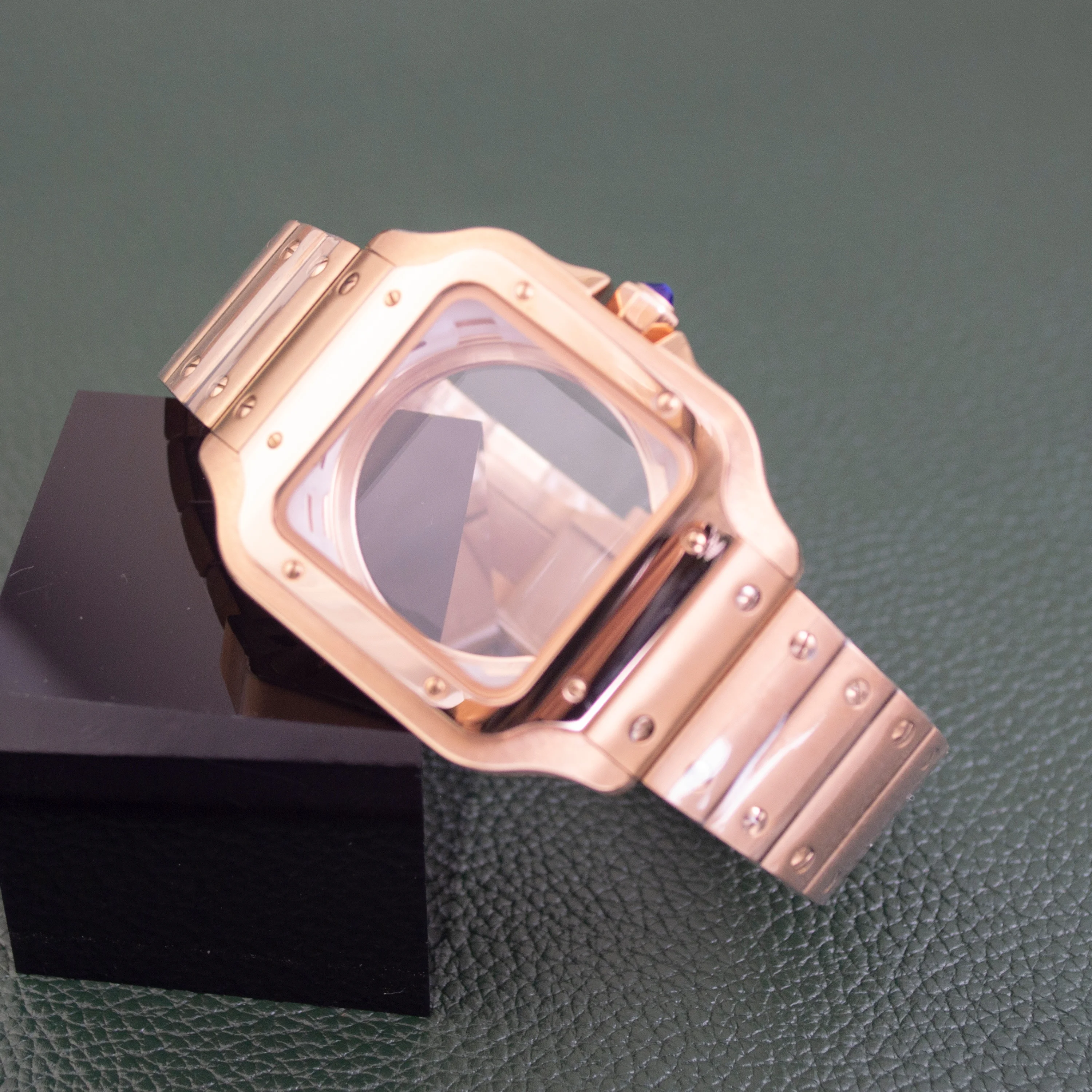 

38mm Square Watch Case 316L Stainless Steel Watch Modification Parts for Santos NH35 NH70 NH36/4R36 Watch Automatic Movements