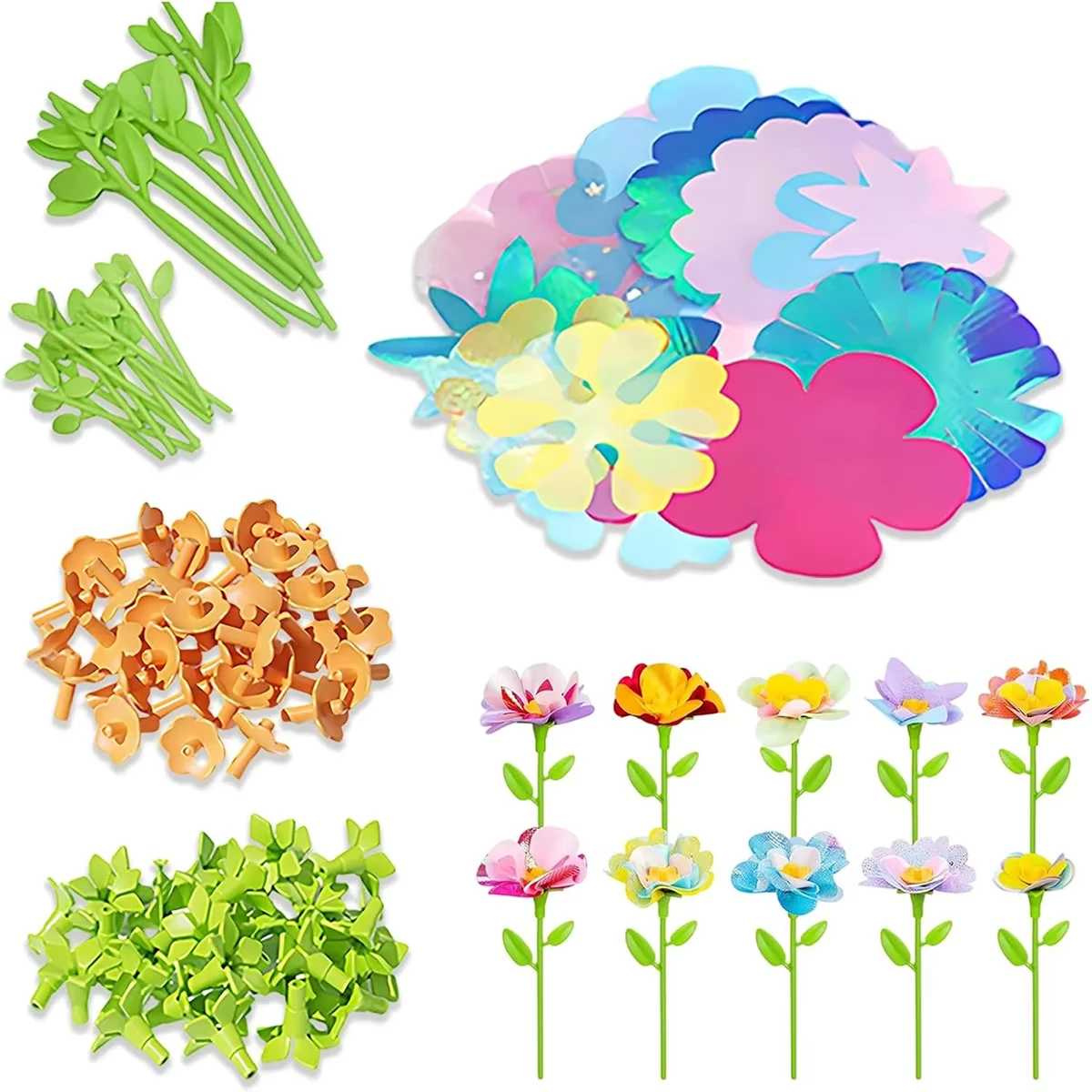 Fabric Flower Bouquet Toy DIY Craft Kit Children's Toy Handmade Floral Market Toy Christmas Birthday Gift for Girls