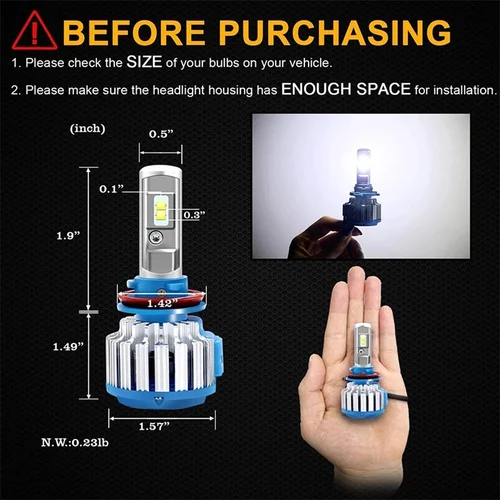 Imagen 2 del producto Turbo Led T1 H4 H7 faro Led 70W H1 H3 H11 9004 9005 9006 9007 881 6000K 7000LM luz de coche H13 bombilla Led Canbus blanca