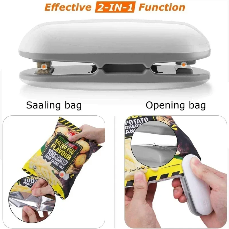 2 In 1 Sealing And Cutting Mini Portable USB Charging Sealing Machine For Snack Plastic Bags Plastic Sealer Clip Kitchen Tool