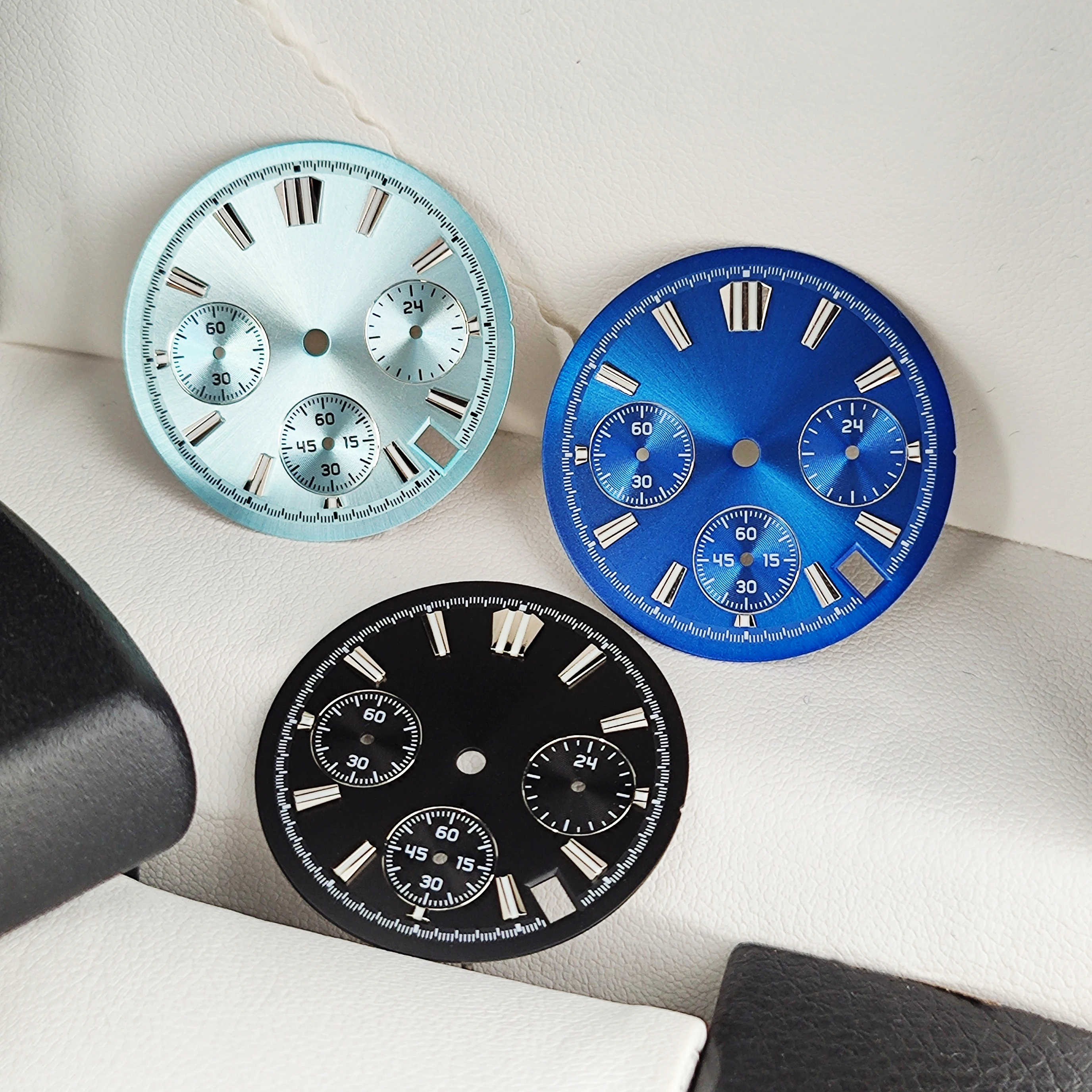 SUPER 29.5mm Dial Diameter VK63 Dial Ice Blue Luminous Personalized Logo Fit VK63 Series Movement Watch Modification Accessories