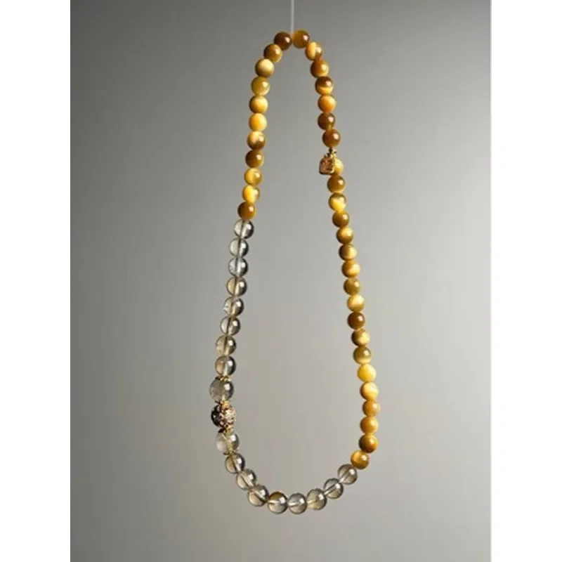 Natural Golden Tiger Eye Yellow Tower Crystal Gold Hair Crystal Bracelet Girls' Original Design Yellow Tiger Eye Stone Double