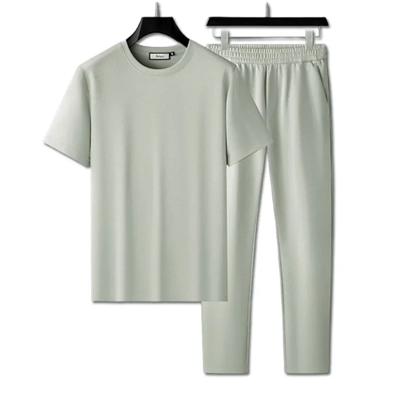 

【 Модал/Длинноволокнистый хлопок】 Полный комплект чистой однотонной летней модной мужской повседневной спортивной одежды 2025 года.