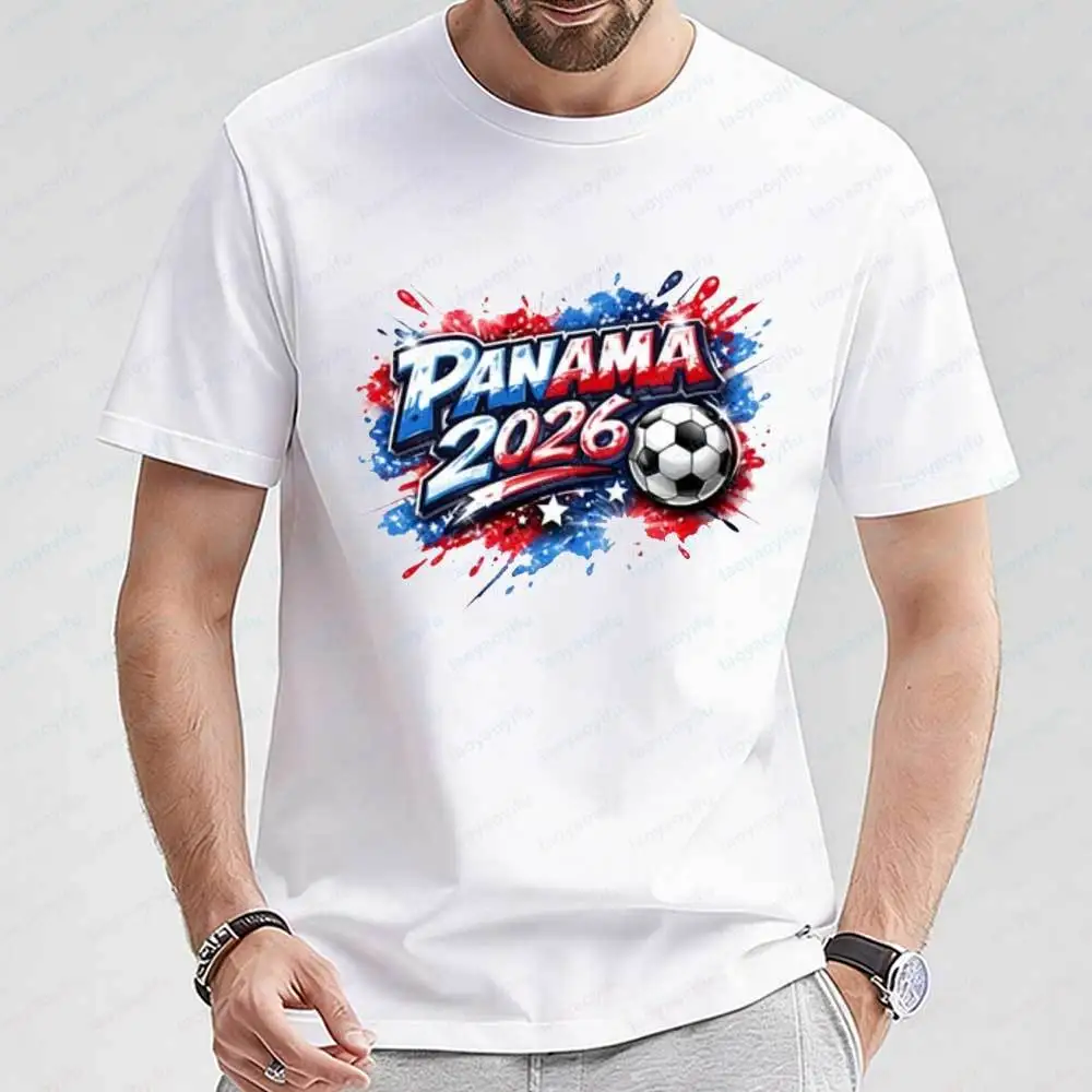 

2026 Soccer Panama Football T-shirt Men's Hip-hop Graffiti Print Tops Summer Casual Breathable Cotton Male Soccer Fans Gift Tee