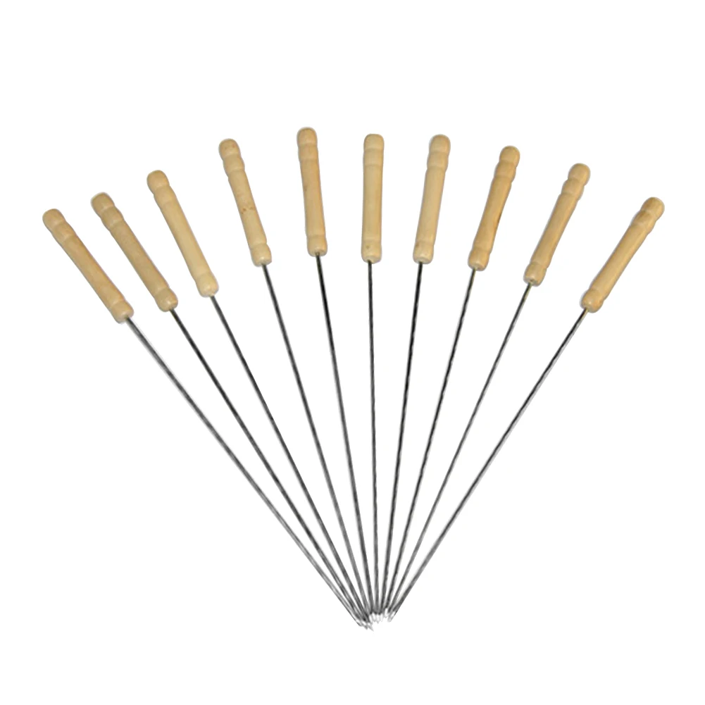 10Pcs Kabob Skewers Stainless Steel 8 Inch Shish Kebob Sticks Reusable BBQ Skewers for Shish Kebab Chicken Shrimp and Vegetables