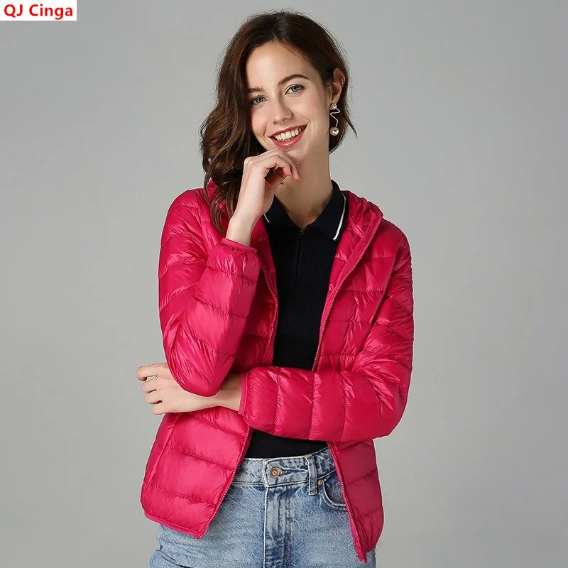 

Lightweight Women's Long-sleeve Hooded Down Jacket—a Stylish and Warm New Winter Parka Coat. Black,Blue,Red,Green,Purple.