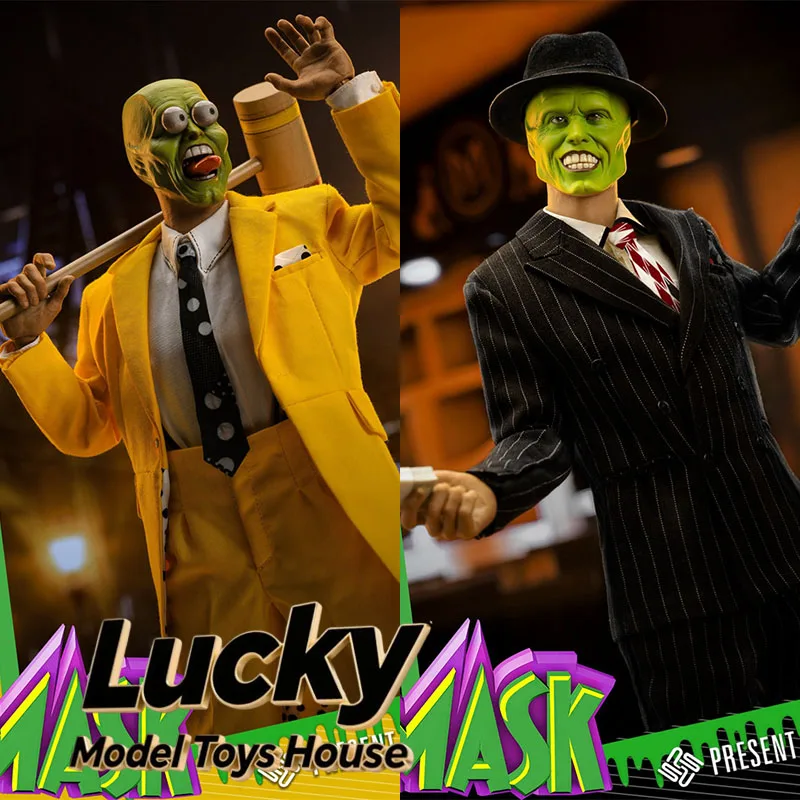 PRESENT TOYS 1/6 Yellow Suit Cloth Action Figure Green Mask Strange Man Movie Jim Carrey Simulation 12inch Full Set Soldier