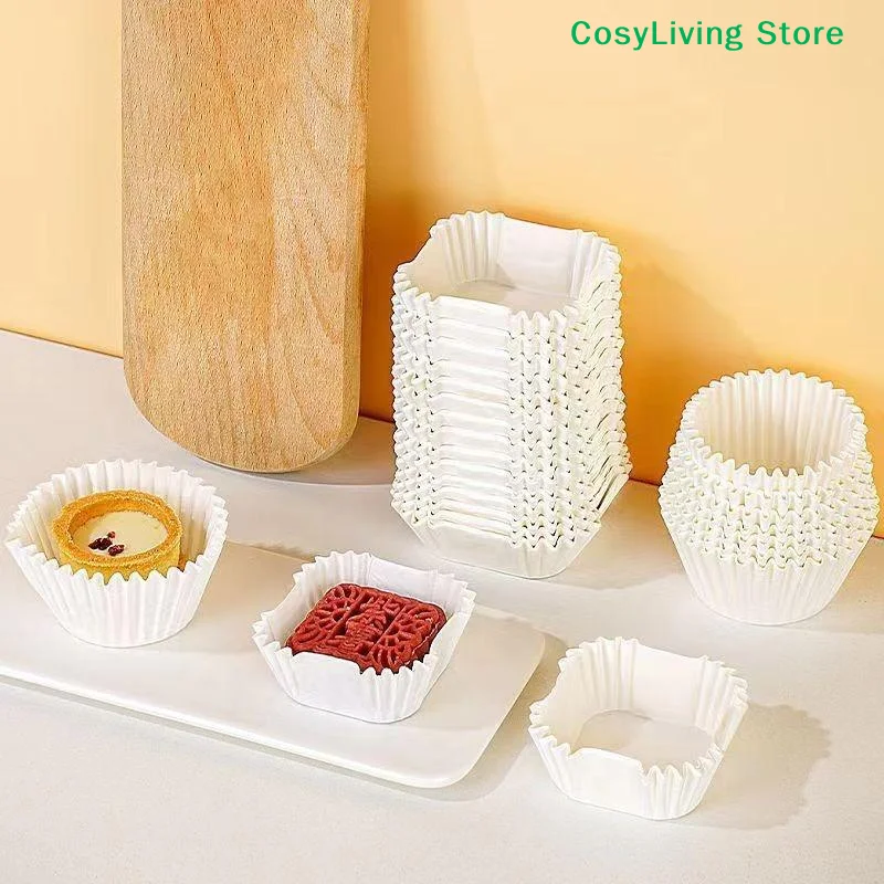 100/250Pcs Square Paper Brownie Liner Mooncake Paper Holder Xue Meiniang Paper Tray Oil Proof Cup Medium Size 45/50/55/62mm