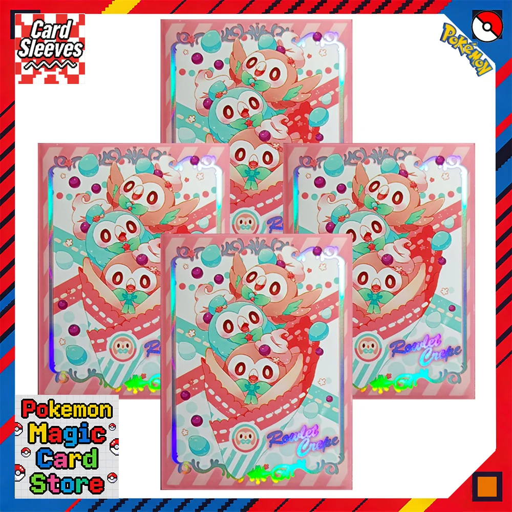 

60 шт., фольга, милые рукава для Rowlet, защита для торговых карт, аниме, голографические карты, щит, внешняя крышка 67x92 мм для фанатов