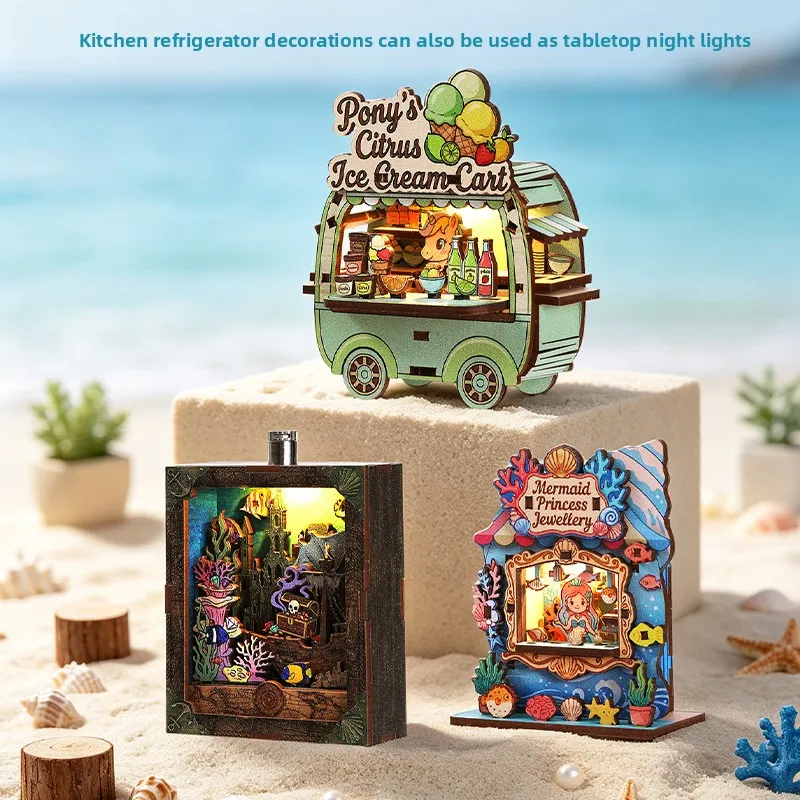 2027 Newly Launched Micro Scene Ocean Princess 3D Wooden Pure Handmade Assembly Model Decorative Ornament Ideal Birthday Present
