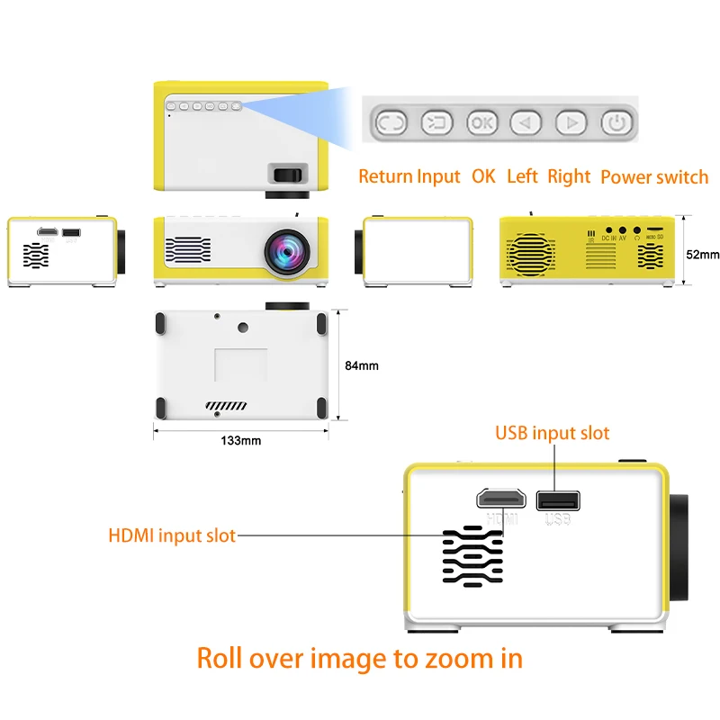Mini proiettore portatile LED colorato 30 Ansi 320X240P Home Theater Film all'aperto Giocattoli per bambini Regali di Halloween Mini proiettore