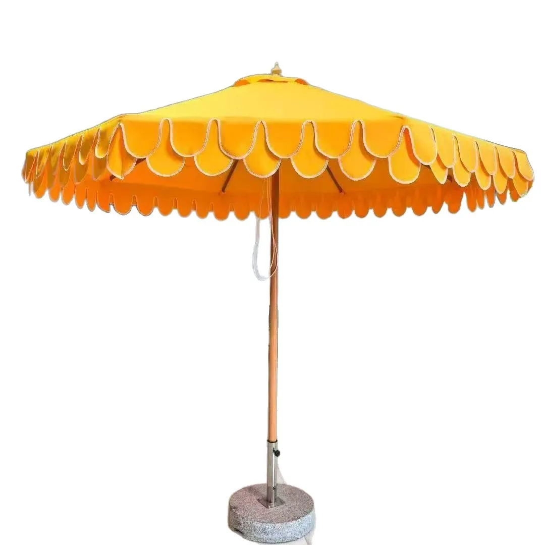 Wind-resistant Waterproof Heat-Insulating Double-Pole Aluminum Alloy Side-Post Patio Umbrella Outdoor Sunshade Drawstring Beach