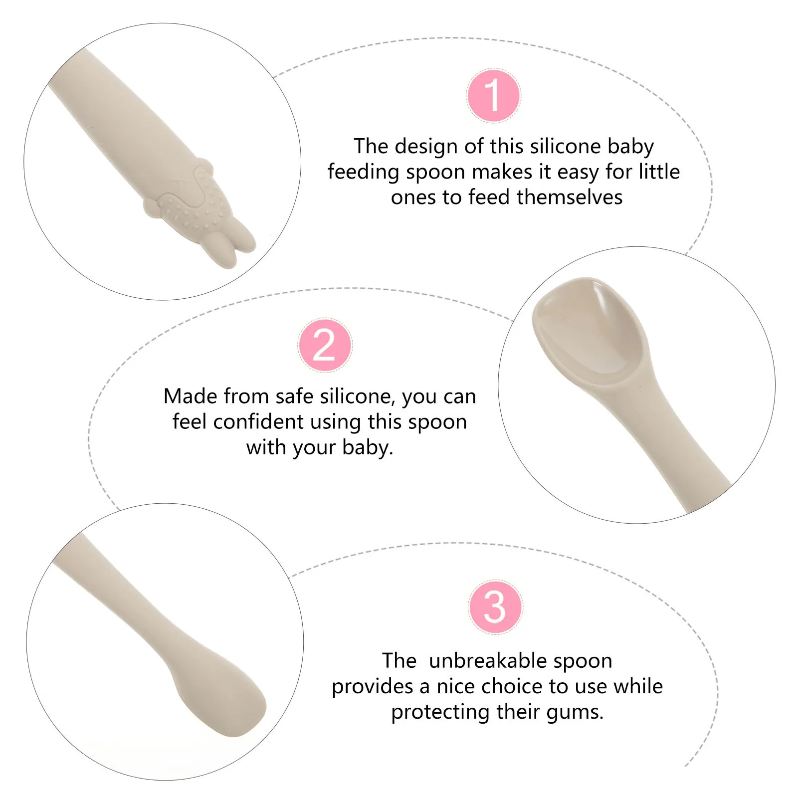 

Silicone Baby Feeding Spoon Bright Color Flexible Safe Feeding Utensil Baby Training Supplies Spoons