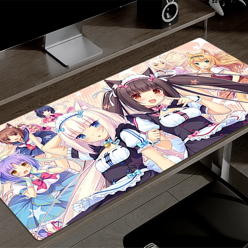 Mouse Pad Nekopara Non-Slip Rubber Edge locking mousepads Game player notebook computer Pad table mat PC carpet Kawaii Girl XXL