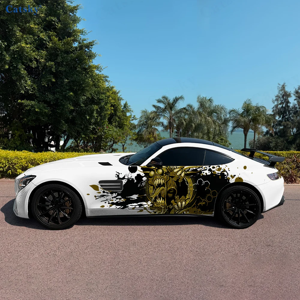 Terrifying Demon Sharp Teeth Car Vinyl Wraps Decal Self-adhesive PVC Sticker Suitable for Trucks SUV Decor Auto Accessories Gift