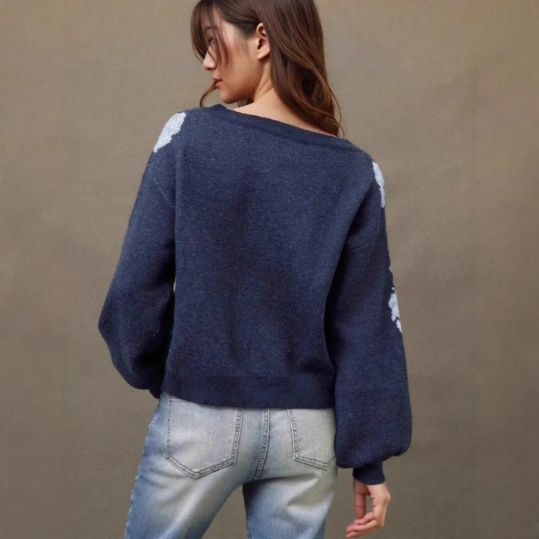Casual Pullover Sweater Loose Fit Streetwear with Regular Sleeve Type Heat Set Finish Off Shoulder Neckline Women Sweater