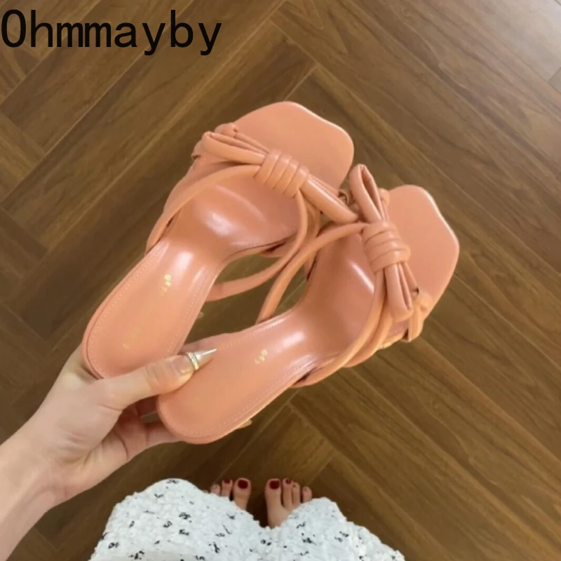 

Дизайнерские летние женские шлепанцы на высоком каблуке, модные туфли с открытым носком и бантом-бабочкой для вечеринок, женская обувь Zapatos De Mujer