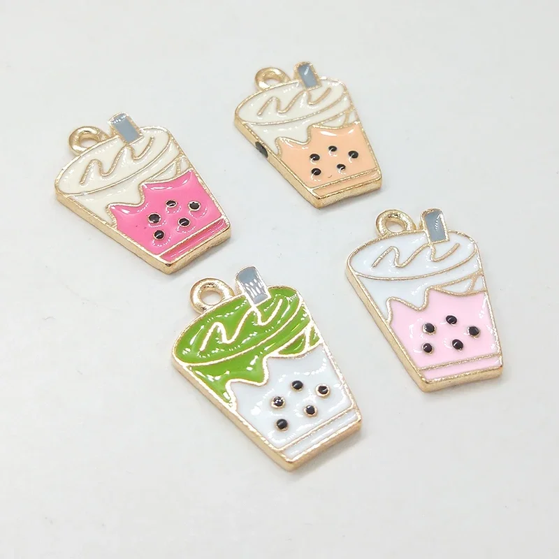 New 22mm 10pieces/bag Zinc Alloy Enamel Milky Tea Cup Charms Pendant for DIY Earrings Necklace Jewelry Accessories