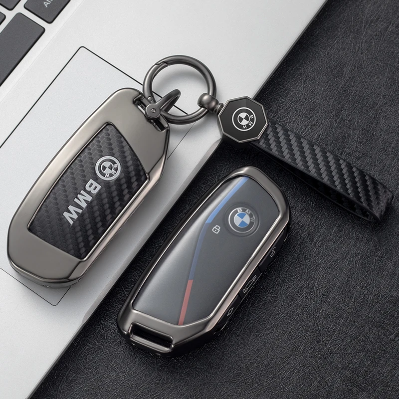 NEW Car Remote Key Case Cover Shell For BMW X5 G02 Series 7 G11 G70 X7 G07 Series 5 G30 G60 Carbon Fiber Accessories Keychain