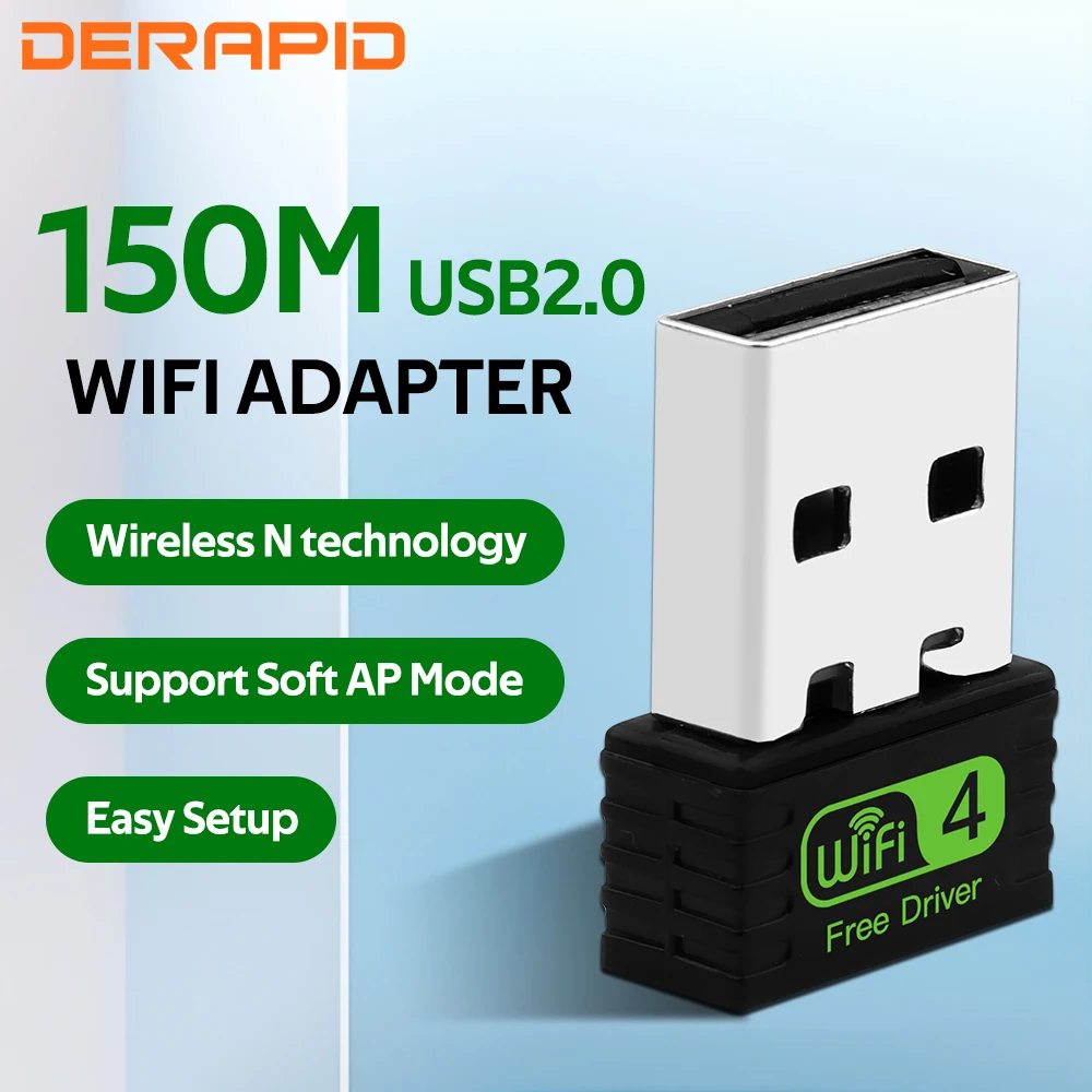 150M Mini USB WiFi Adapter 2.4GHz Wireless Dongle USB 2.0 Network Receiver Card wifi usb for PC/Laptop Driver Free Win 10/11