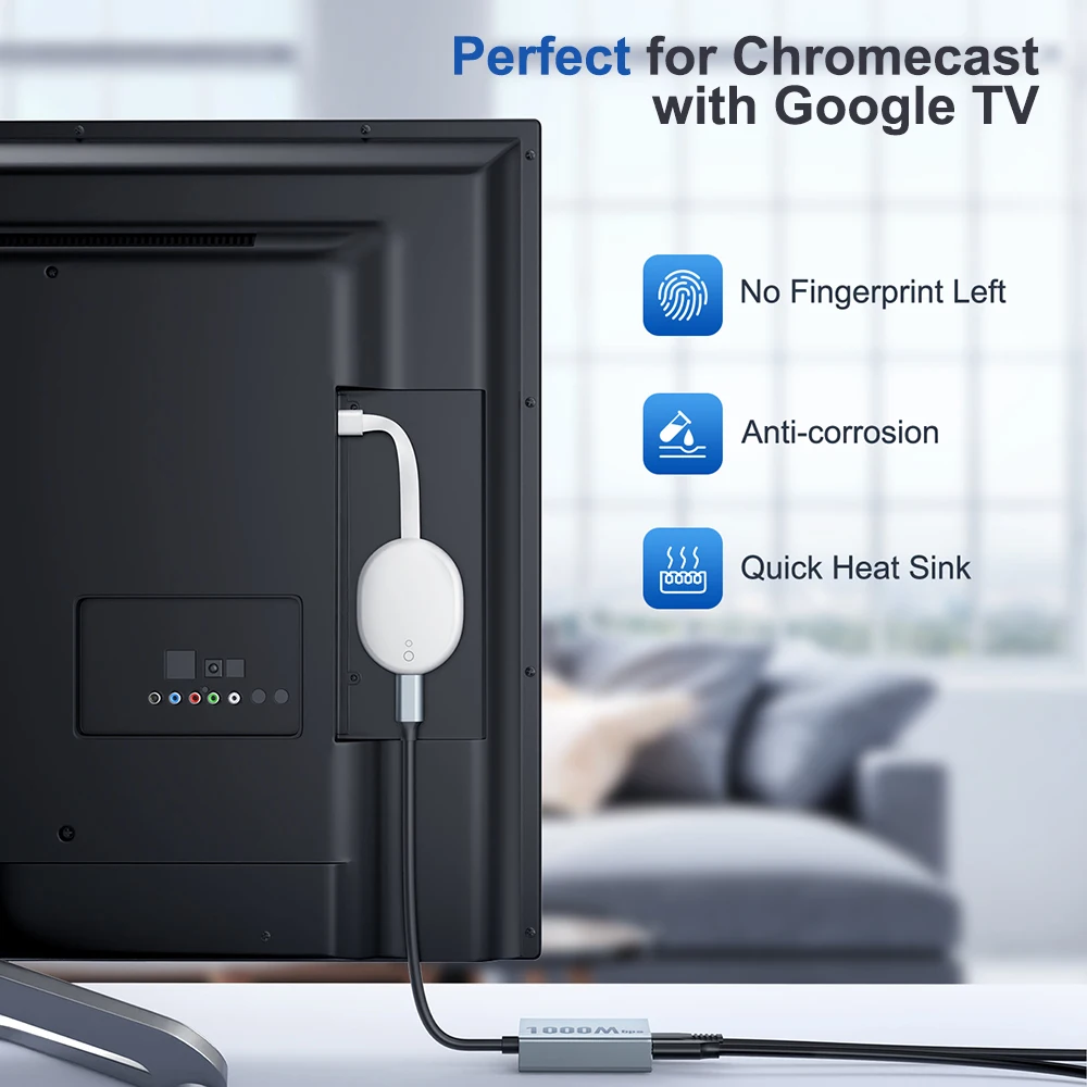 ELECTOP-USB C para adaptador Ethernet, 1000Mbps, compatível com Chromecast, Google TV, tipo C para placa de rede Ethernet RJ45 para laptop e tablet