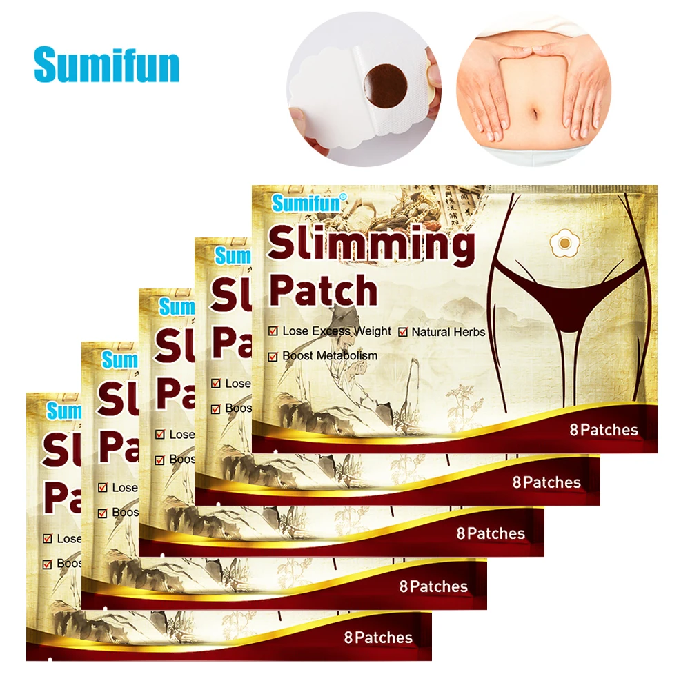 

40Pcs=5Bags Sumifun Slimming Patch Natural Herbal Lose Weight Heated Plaster Thigh Arm Waist Abdomen Fat Burning Body Massage