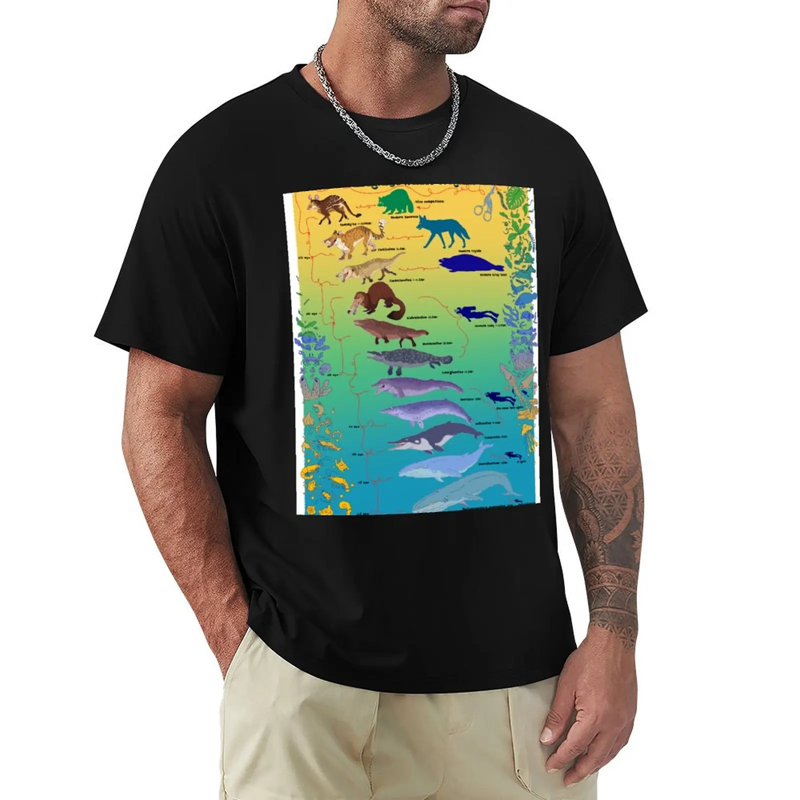 Whale Evolution T-Shirt cotton t shirts man 100% T-Shirt