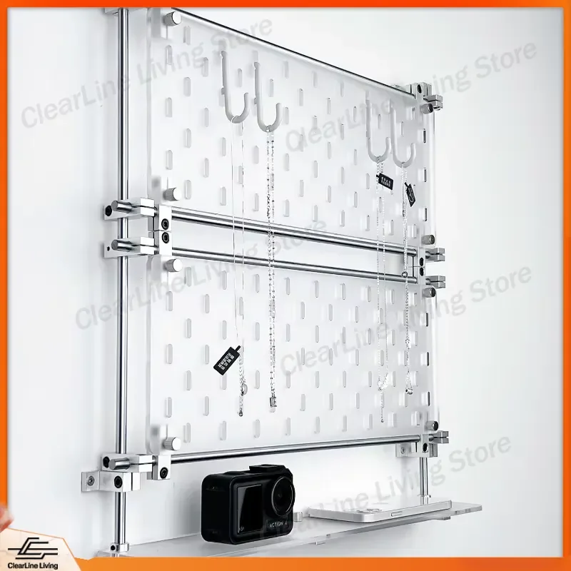 for Light Shaft Acrylic Pegboard Wall Mount Organizer Multifunctional Storage Rack Desktop Display Holder Office Sundry