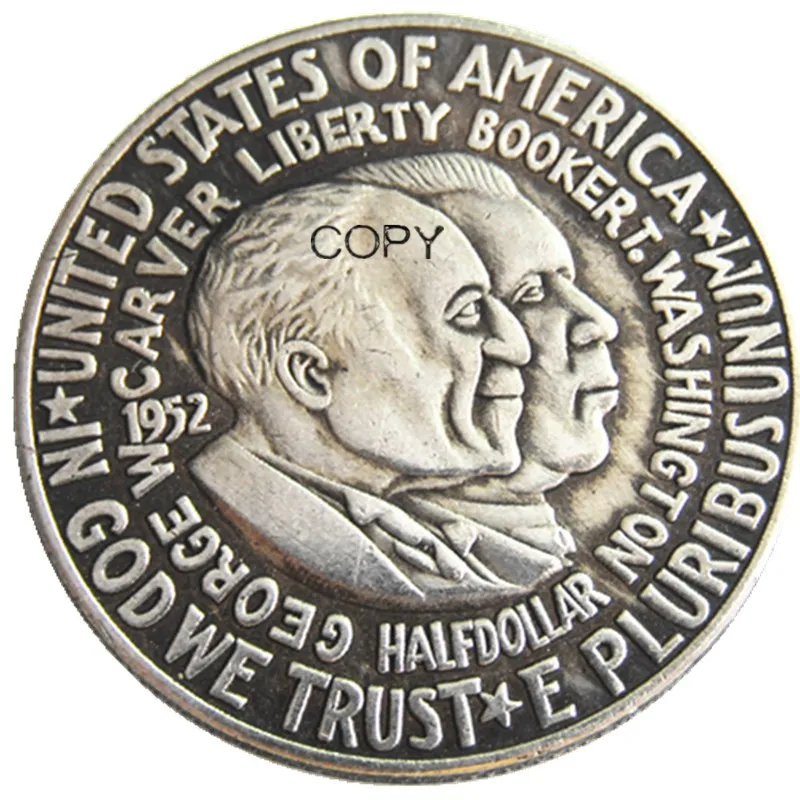 USA 1952P/S/D Washington Booker T Half Dollar Silver Plated Copy Coin