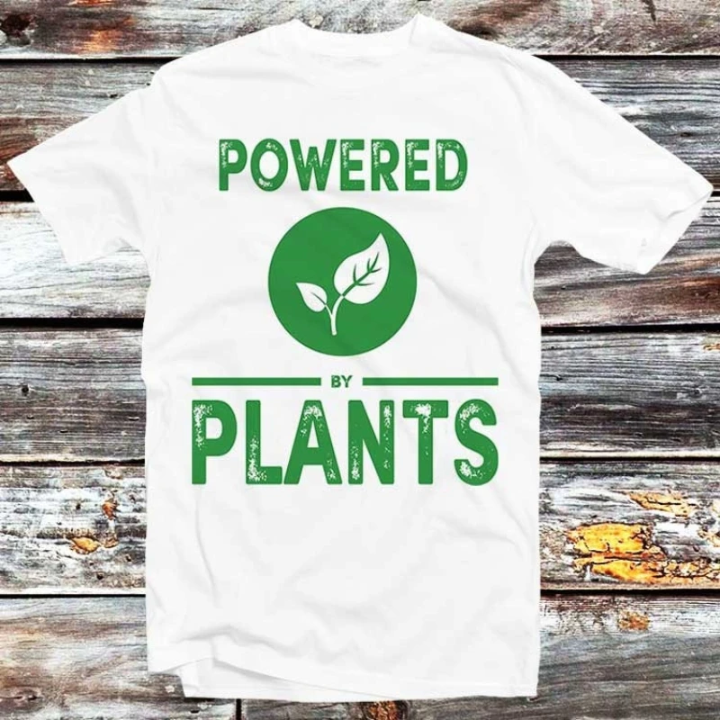 Powered By Plants Vegan T Shirt Vintage Vegetarian Animal Rights Pet Lovers Herbology Design Top B255