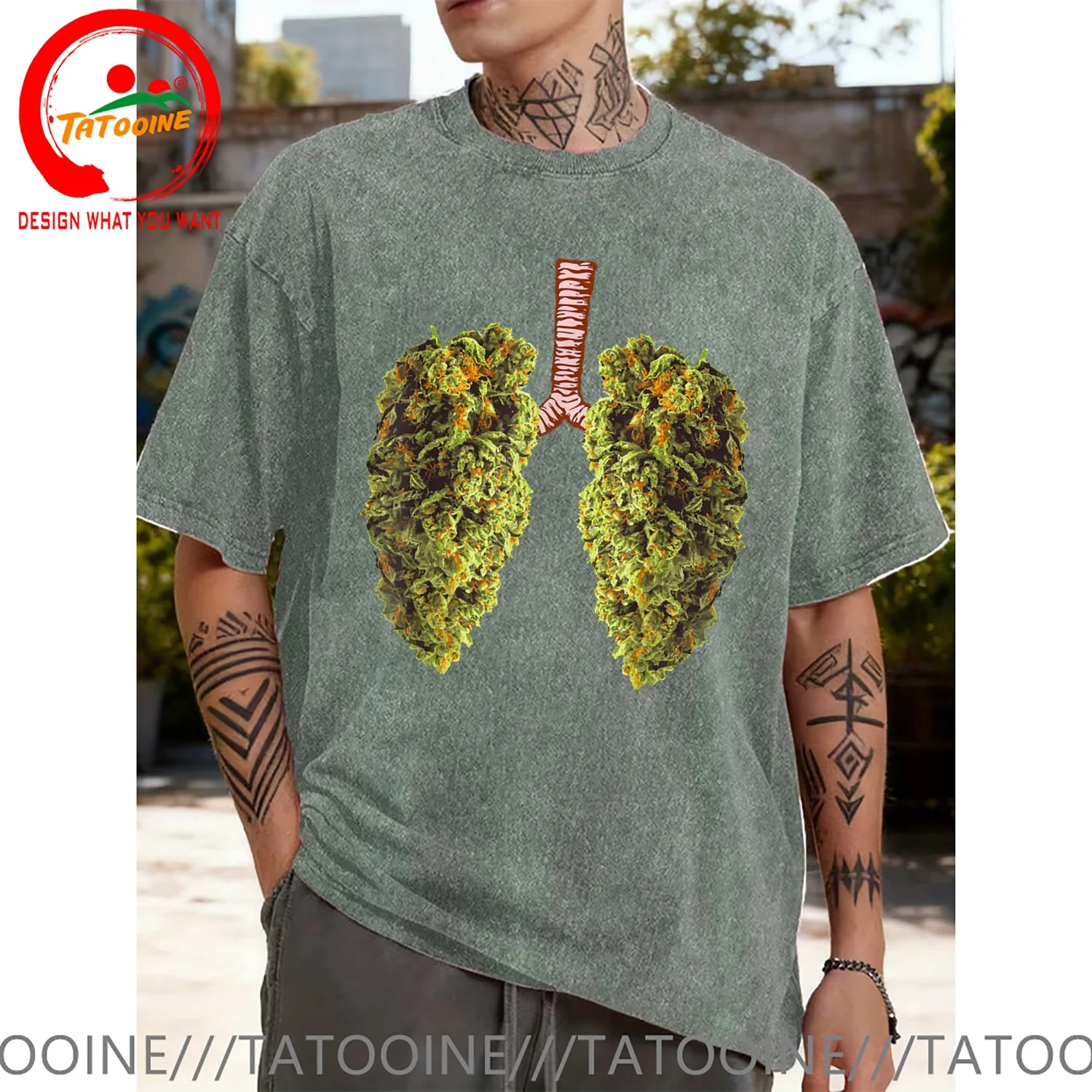 Funny Design Funny Weed Lung Bud THC Lung  SRed Doublet Men Fashion Trendy Casual Clothing Stylish Tops Tee Shirt Leisure Tshirt