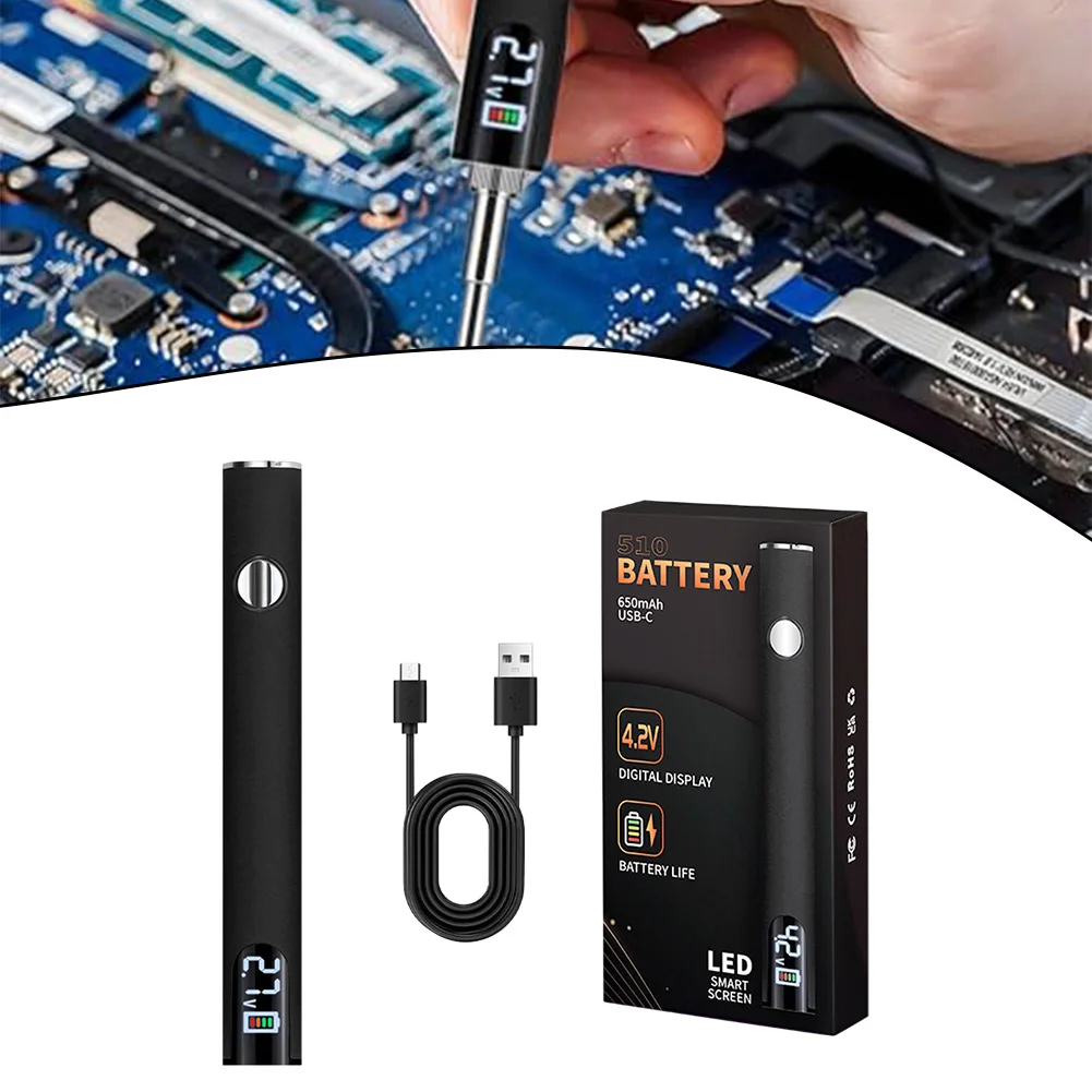 

4 Inch Cordless Soldering Iron Set For Professional Electronic Repairs With LED Display USB Charging Cable 510 Threaded