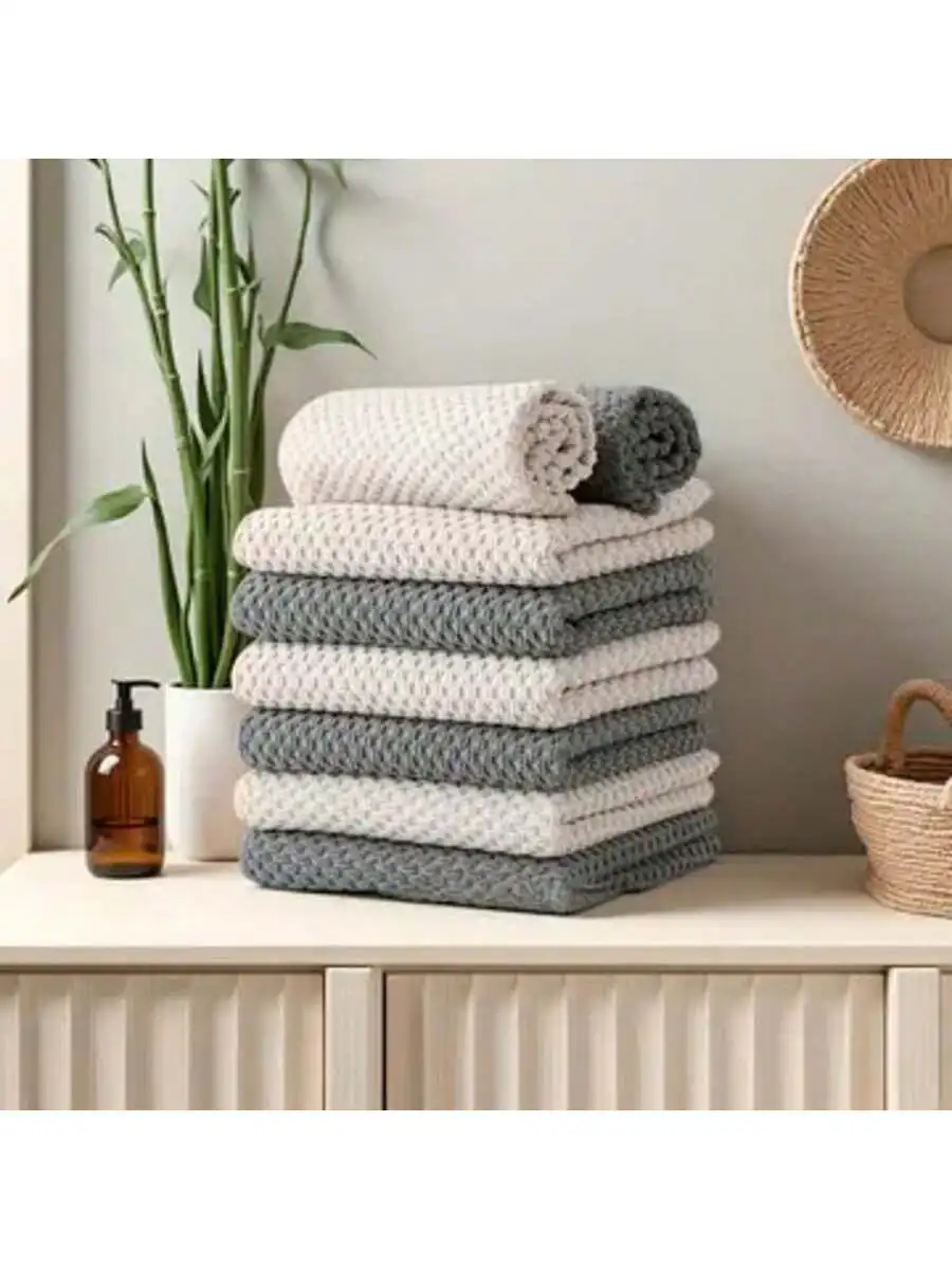 Soft Microfiber Kitchen Towels And Cloths 6/12/24-Pack Highly Absorbent Double-Sided Texture Waffle Weave Easy to Clean