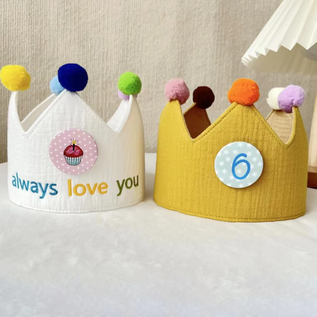 Handmade Birthday Party Hat Boys Girls Novelties Children Hat Interchangeable Numbers Crown1-8Years Adjustable Size Party Decor