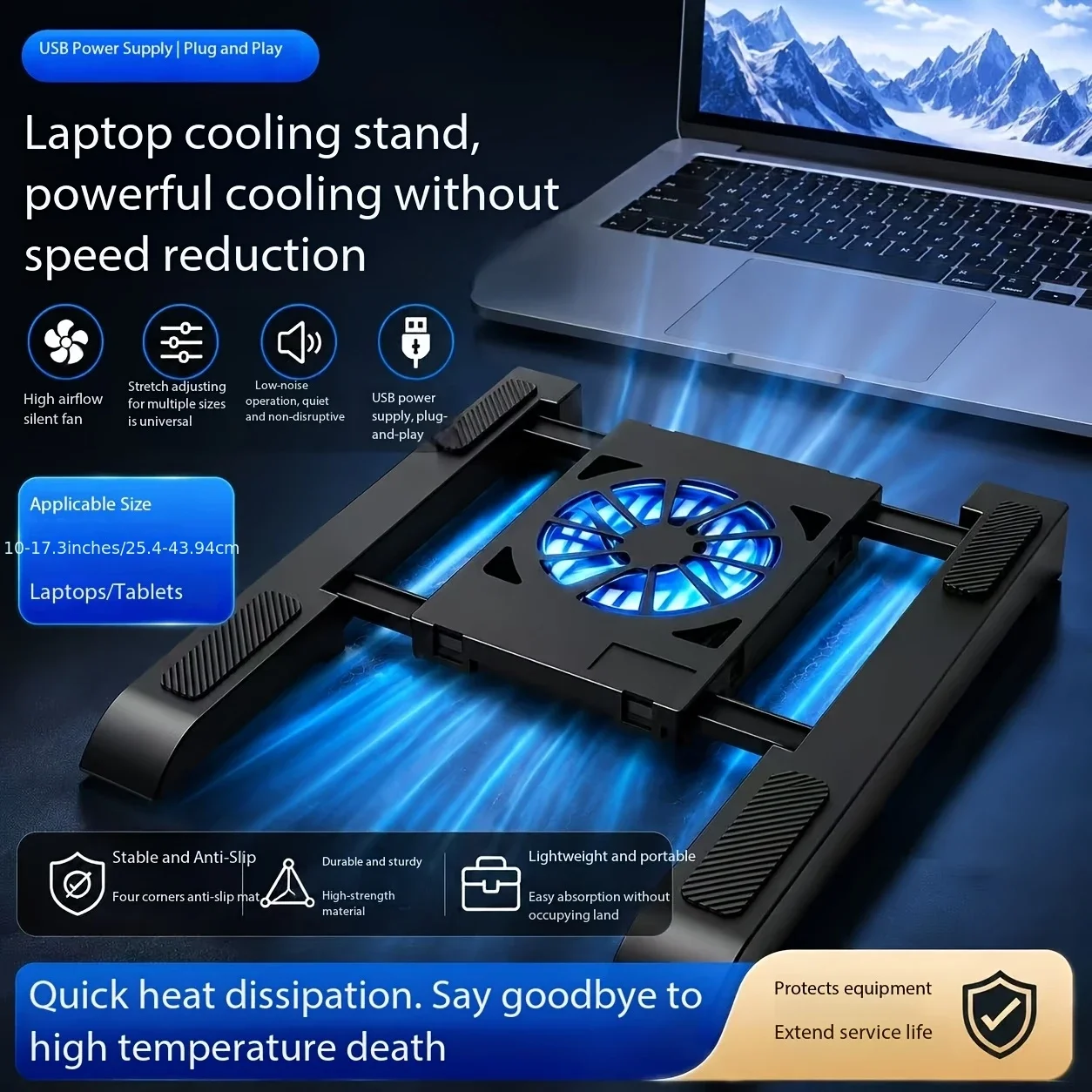 Adjustable Laptop Cooler Stand With Cooling Fan Foldable Notebook Holder USB Cooling Pad For Laptop
