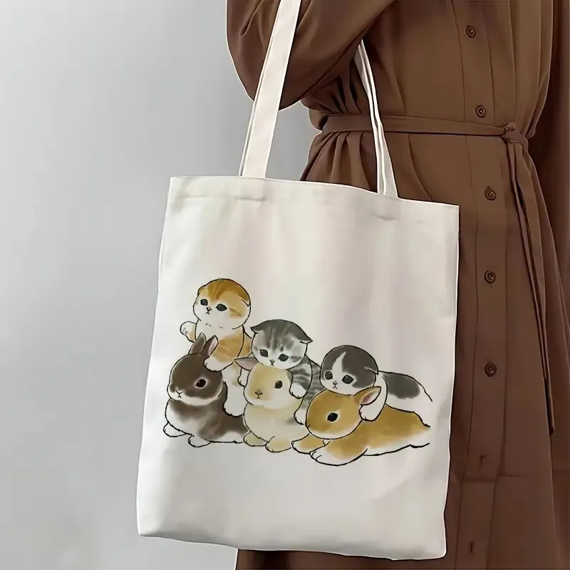 

Large Capacity Shoulder Bag Cute Cat Print Tote Bag for Travel, Shopping, Parties Stylish & Spacious Carryall, Travel Tote Bag