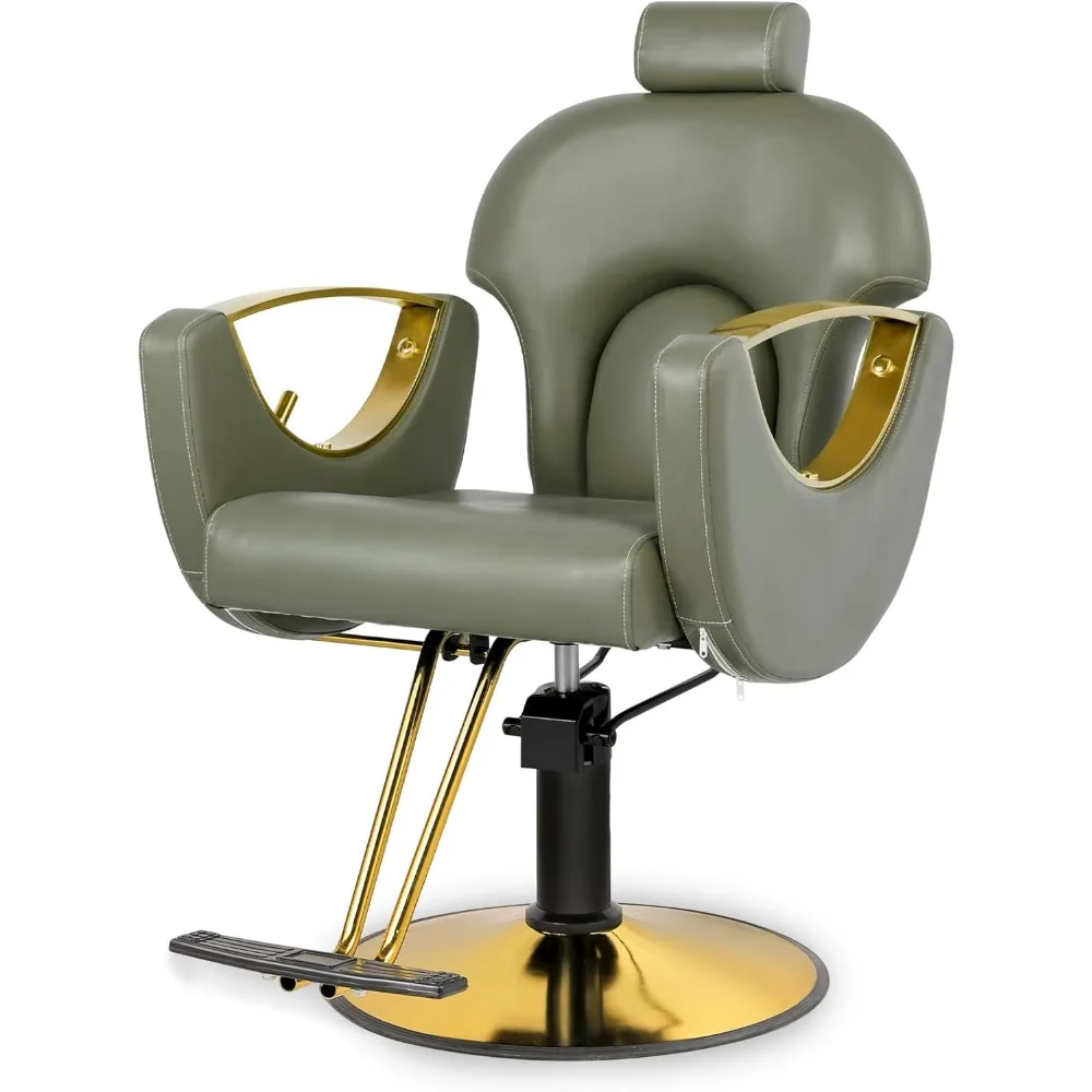 Barber Chair, 360° Swivel, 135° Tilt, Height Adjustable, PVC Leather Hydraulic Barber Chairs for Home Barbers Shop, Salon Chair