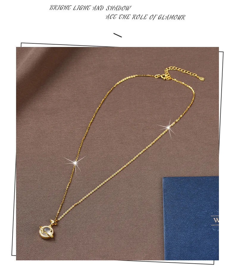 

New Sun and Moon Myth cat's Eye stone necklace women's collarbone chain pendant