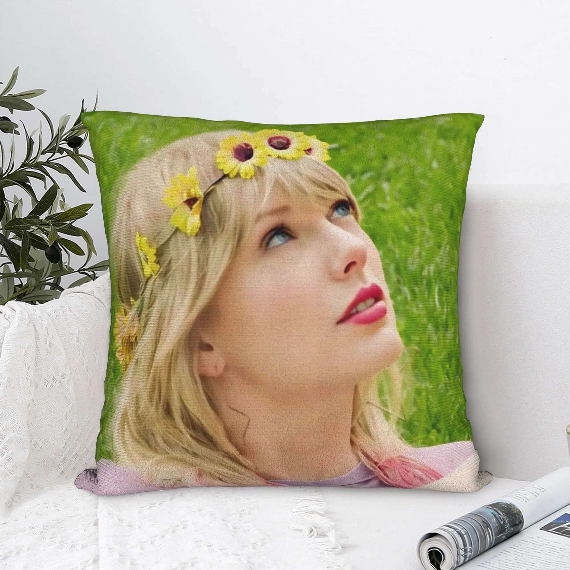 Trendy Singer Girl Pillow Case  Cute Funny Pillow Cover Square Pillowcases For Couch Sofa Bedroom