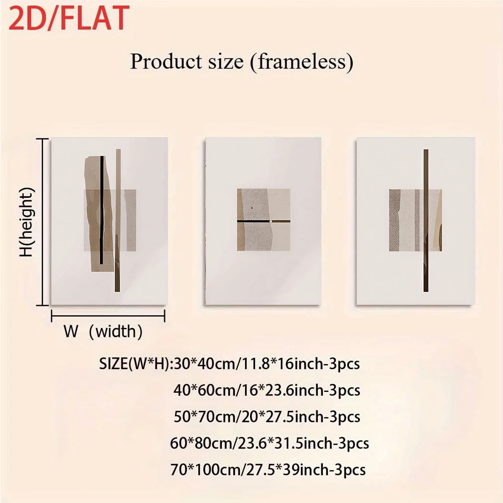 (3PCS Unframe)1 Set Modern Min triptych frameless Wall Art, Abstract Line for Living Room Sofa Backdrop, Luxury Min Bedroom Deco