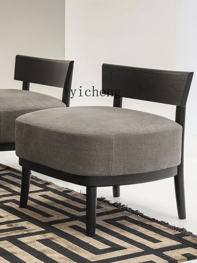 b1 Nordic Single-Seat Sofa Chair Solid Wood Fabric Backrest Ash Modern Minimalist