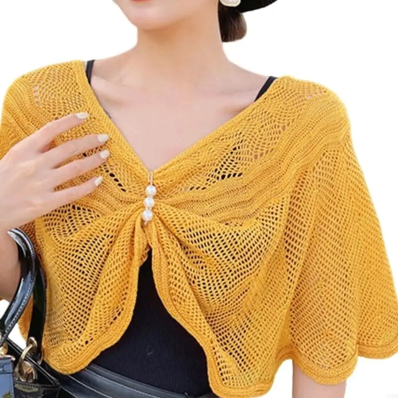 Crochet False Collar Hollowout Shawl Shoulder Coverage for Women Outer Layer 6XDA