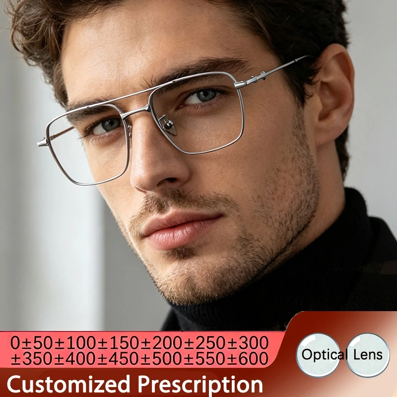 Pure Titanium Glasses Frame Men Prescription Eyeglasses Brand Design Gold Silver Eyeglasses Japanese UIltralight Eyewear