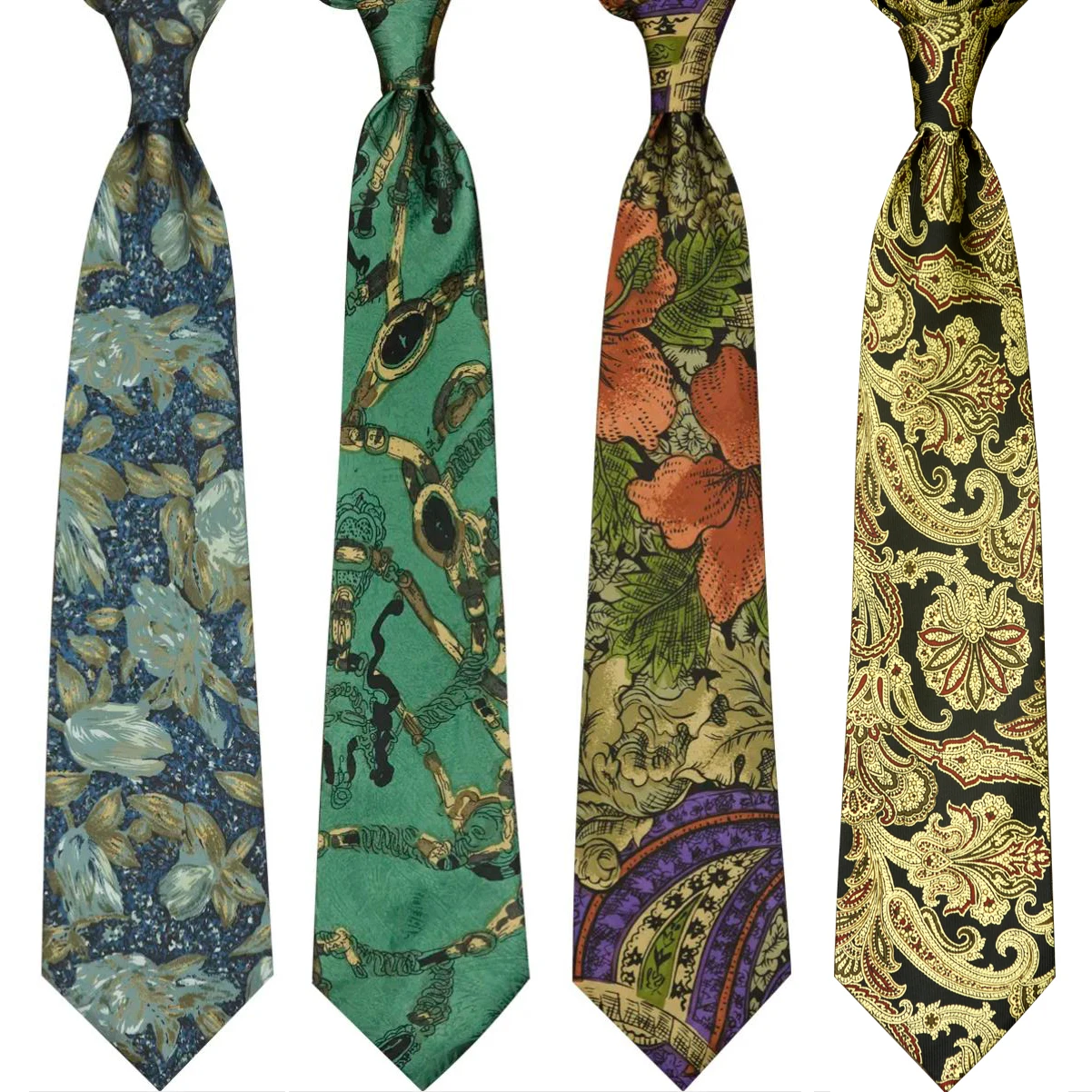 Colorful Wide Vintage 100% Silk Printing Mens Neckties Ties 10CM Floral Abstract Geometrical Paisley Printed Handmade Brand New